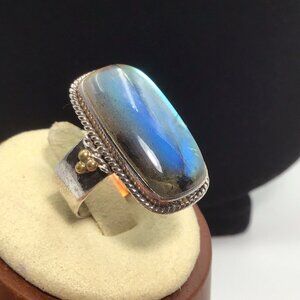 Sterling Silver Labradorite Ring 9.4g Size 7.5